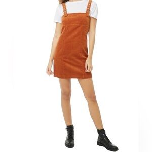 New! Forever 21 Corduroy Overall Zip-Up Adjustable Straps Women’s Mini Dress S